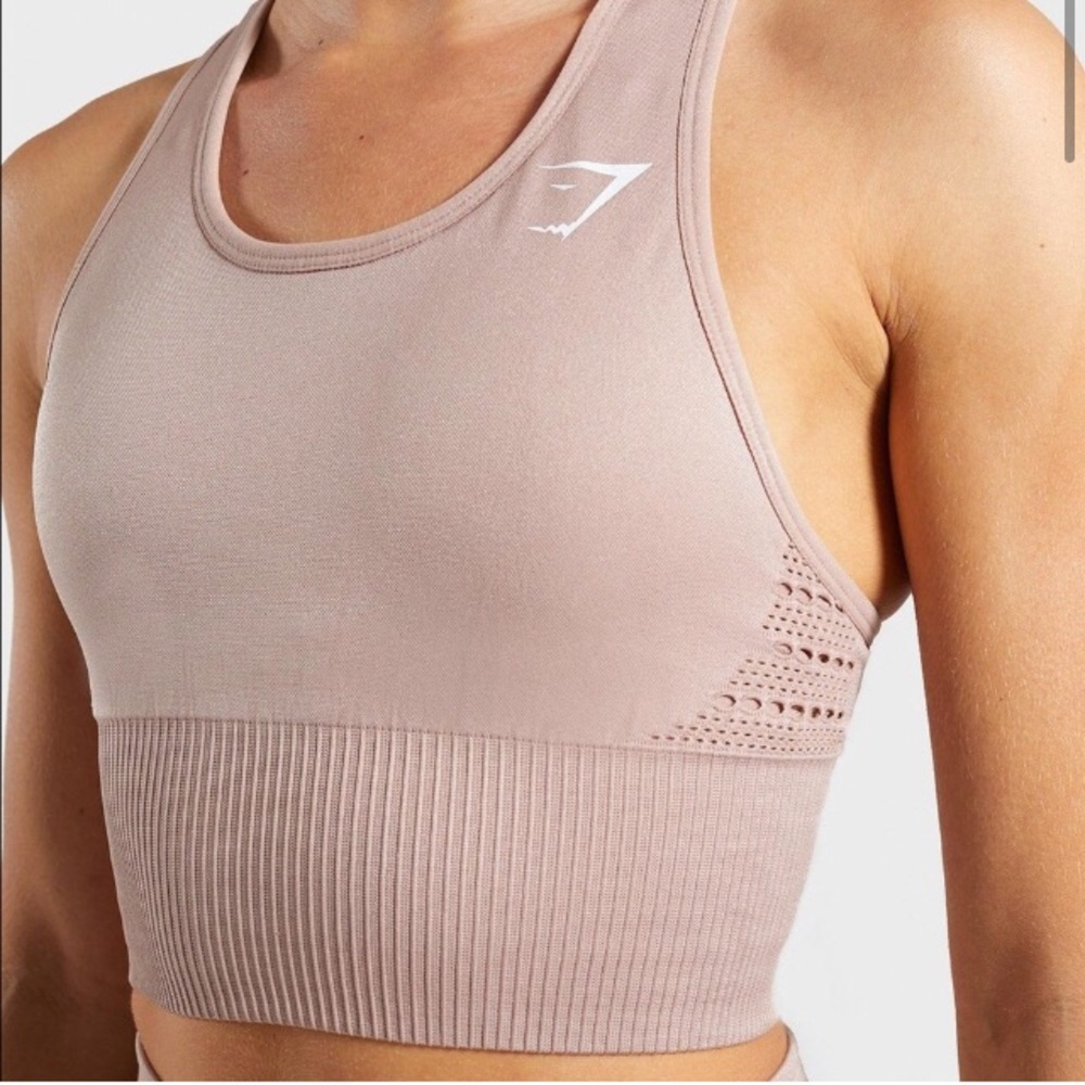 Gymshark greyish taupe longline bra S